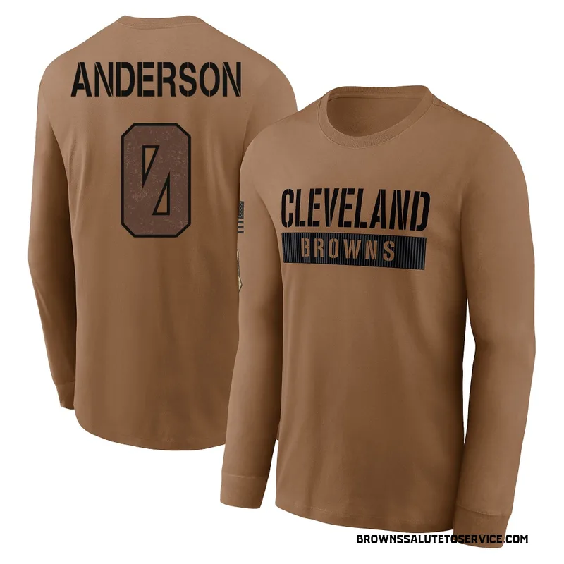 Men's Aaron Anderson Cleveland Browns Brown 2023 Salute To Service Long Sleeve T-Shirt