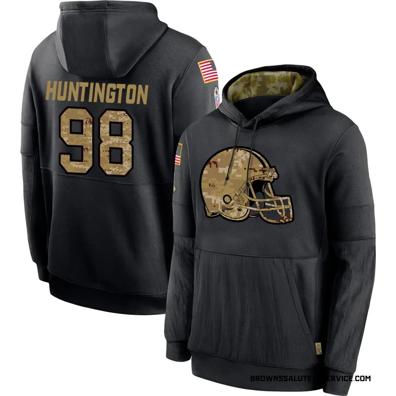 Men's Adin Huntington Cleveland Browns Black 2020 Salute to Service Sideline Performance Pullover Hoodie