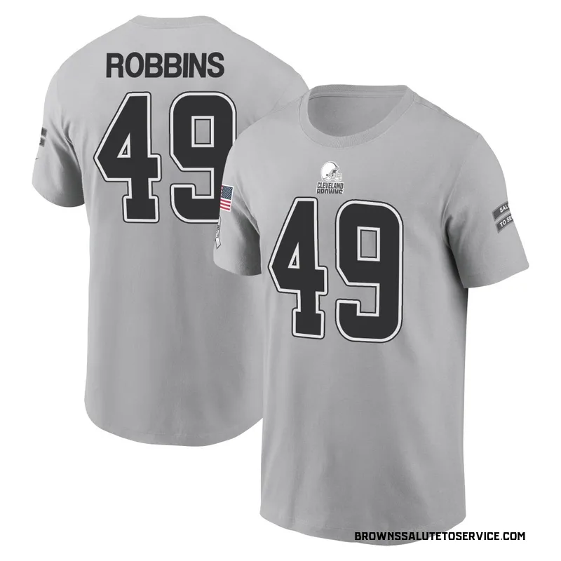 Men's Aidan Robbins Cleveland Browns Gray 2024 Salute to Service Name & Number T-Shirt