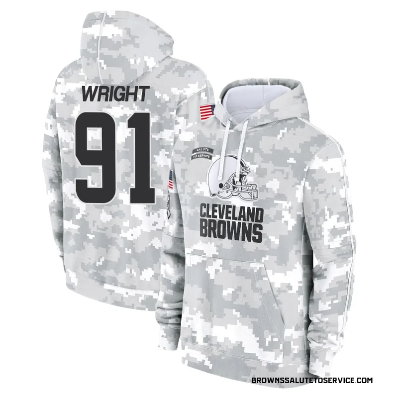Men's Alex Wright Cleveland Browns Camo Arctic 2024 Salute to Service Club Fleece Pullover Hoodie