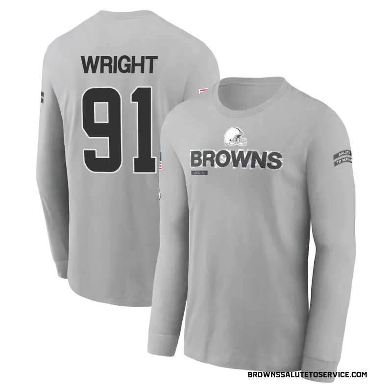 Men's Alex Wright Cleveland Browns Gray 2024 Salute to Service Long Sleeve T-Shirt