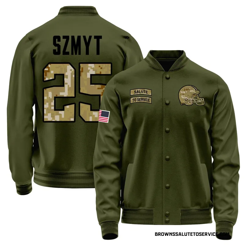 Men's Andre Szmyt Cleveland Browns Olive Salute to Service Sideline Performance Jacket