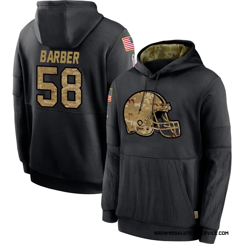 Men's Austin Barber Cleveland Browns Black 2020 Salute to Service Sideline Performance Pullover Hoodie