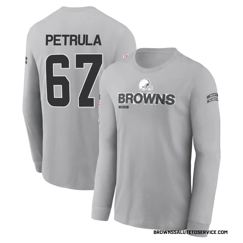 Men's Ben Petrula Cleveland Browns Gray 2024 Salute to Service Long Sleeve T-Shirt
