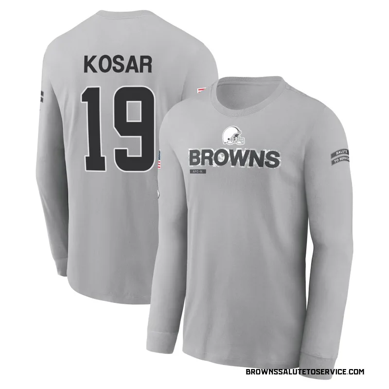 Men's Bernie Kosar Cleveland Browns Gray 2024 Salute to Service Long Sleeve T-Shirt