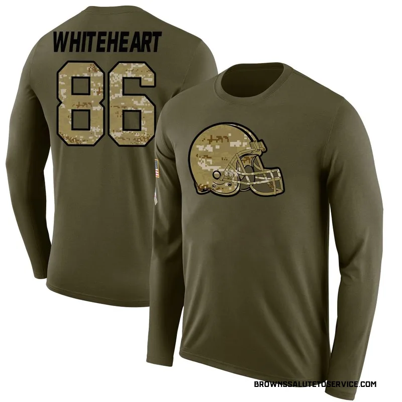 Men's Blake Whiteheart Cleveland Browns Legend Olive Salute to Service Sideline Long Sleeve T-Shirt