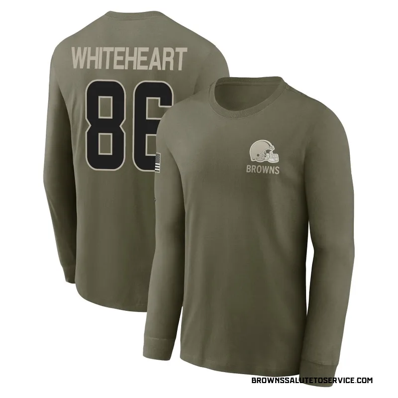 Men's Blake Whiteheart Cleveland Browns Olive 2025 Salute to Service Sideline Long Sleeve T-Shirt