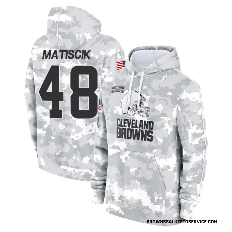 Men's Brent Matiscik Cleveland Browns Camo Arctic 2024 Salute to Service Club Fleece Pullover Hoodie