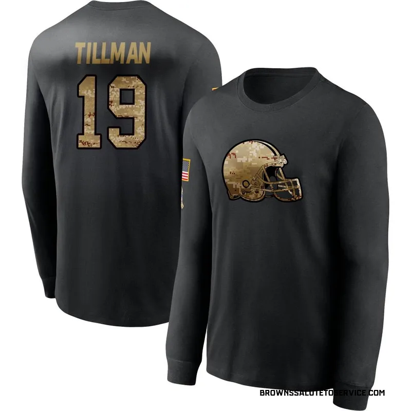 Men's Cedric Tillman Cleveland Browns Black 2020 Salute To Service Sideline Performance Long Sleeve T-Shirt