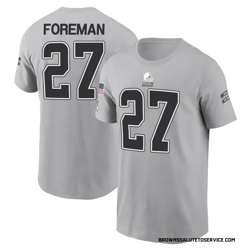 Men's D'Onta Foreman Cleveland Browns Gray 2024 Salute to Service Name & Number T-Shirt