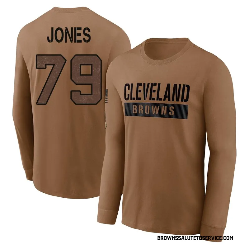 Men's Dawand Jones Cleveland Browns Brown 2023 Salute To Service Long Sleeve T-Shirt