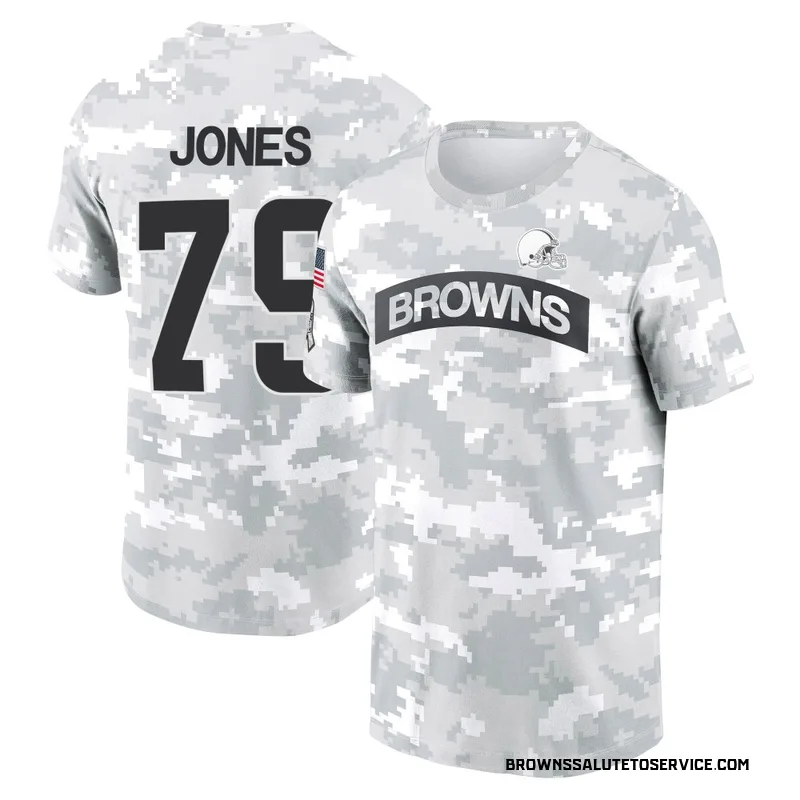 Men's Dawand Jones Cleveland Browns Camo Arctic 2024 Salute to Service Performance T-Shirt