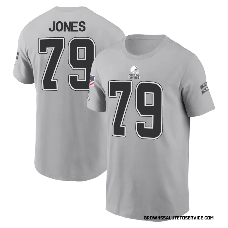 Men's Dawand Jones Cleveland Browns Gray 2024 Salute to Service Name & Number T-Shirt