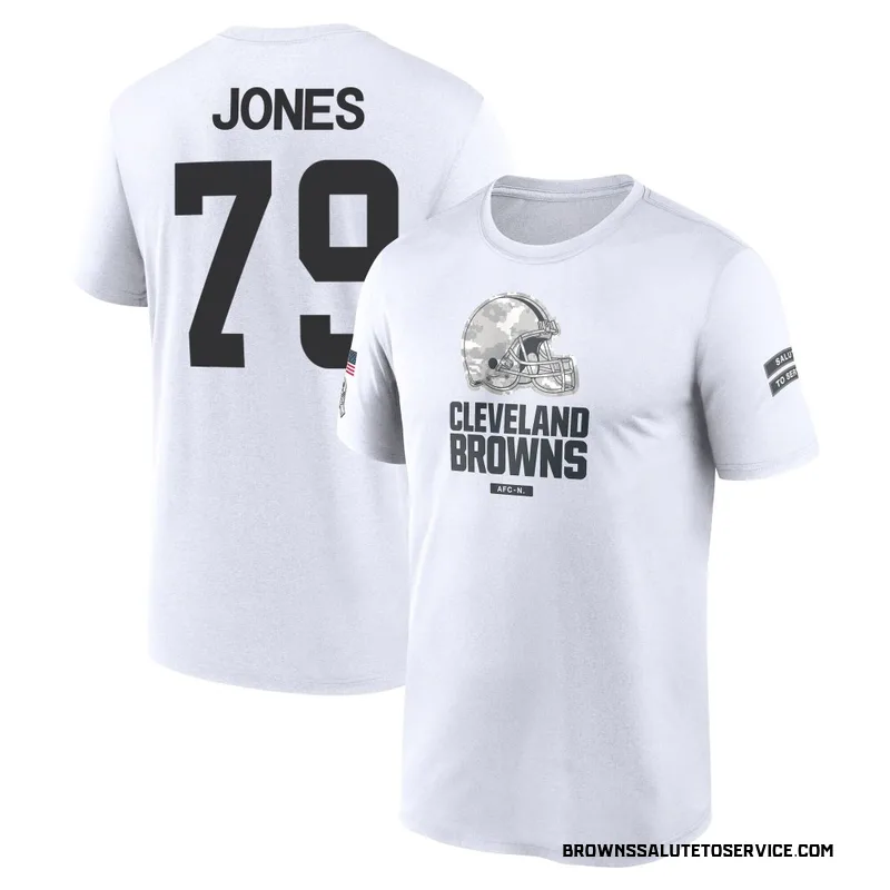 Men's Dawand Jones Cleveland Browns Legend White 2024 Salute to Service Performance T-Shirt