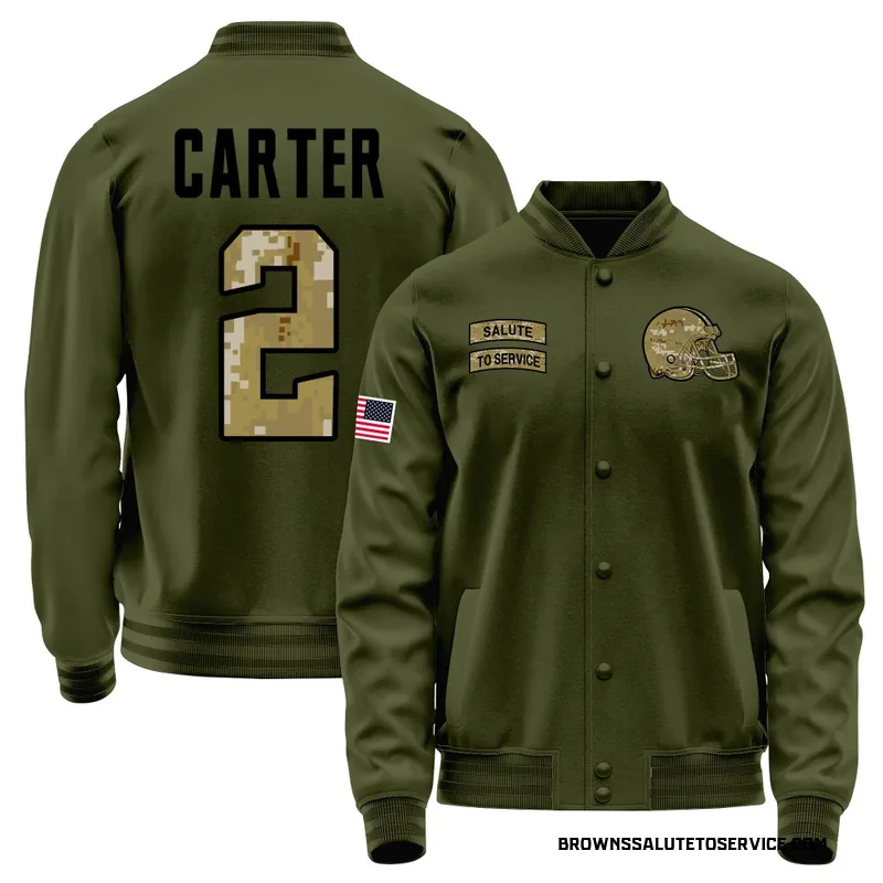 Men's DeAndre Carter Cleveland Browns Olive Salute to Service Sideline Performance Jacket