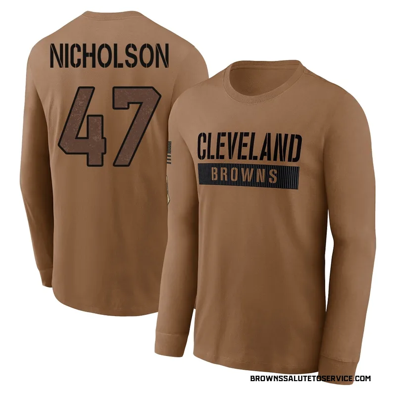 Men's DeCarlos Nicholson Cleveland Browns Brown 2023 Salute To Service Long Sleeve T-Shirt