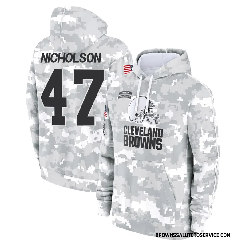 Men's DeCarlos Nicholson Cleveland Browns Camo Arctic 2024 Salute to Service Club Fleece Pullover Hoodie