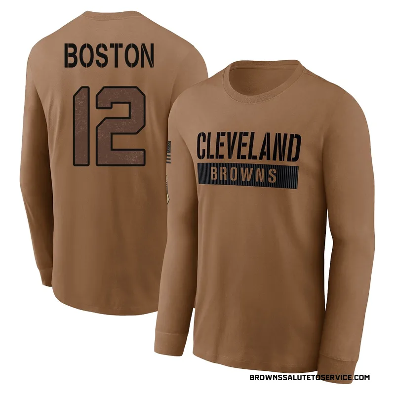 Men's Denzel Boston Cleveland Browns Brown 2023 Salute To Service Long Sleeve T-Shirt