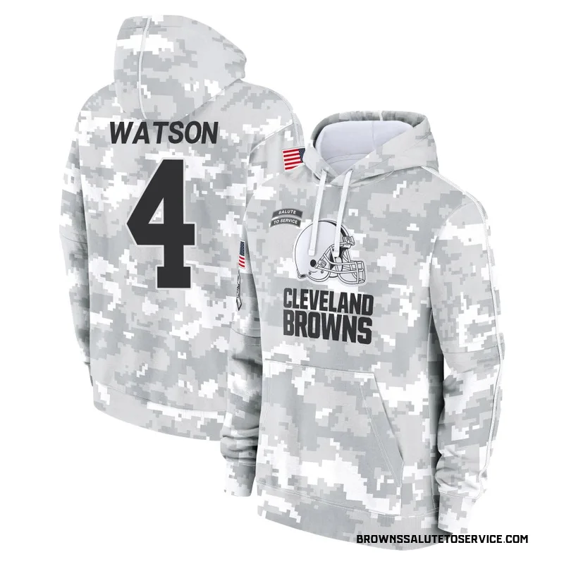 Men's Deshaun Watson Cleveland Browns Camo Arctic 2024 Salute to Service Club Fleece Pullover Hoodie