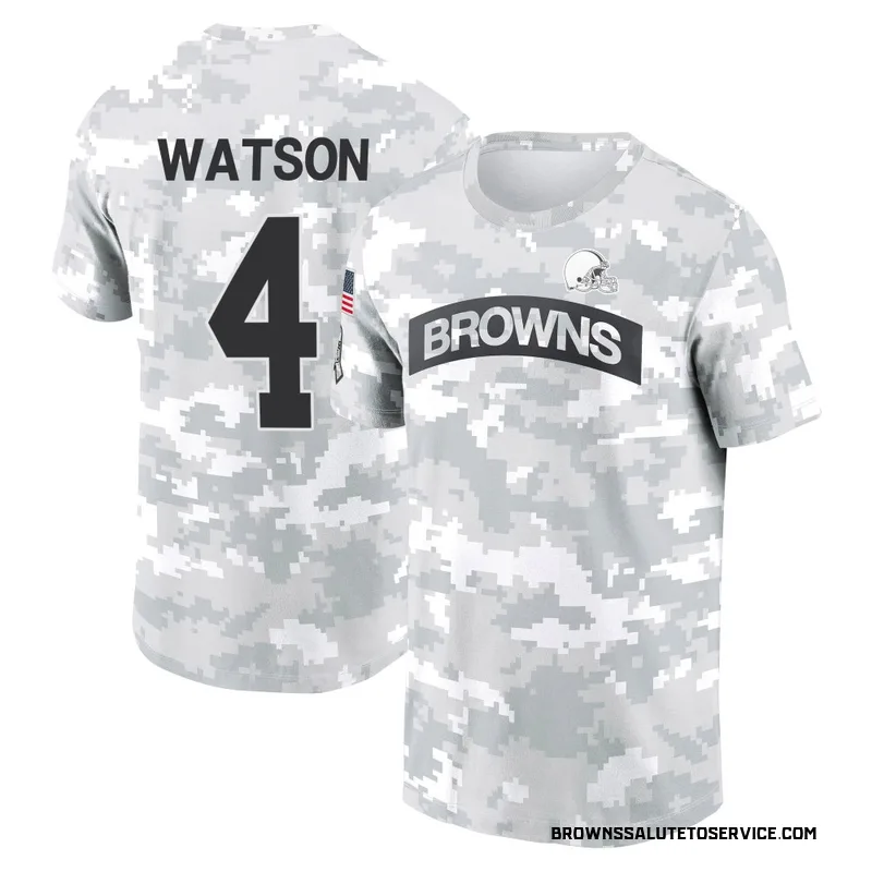 Men's Deshaun Watson Cleveland Browns Camo Arctic 2024 Salute to Service Performance T-Shirt