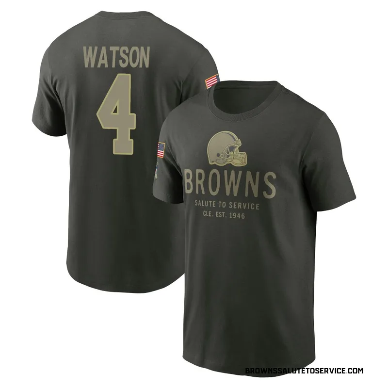 Men's Deshaun Watson Cleveland Browns Green Forest/ 2025 Salute to Service Sideline Primary Edge T-Shirt
