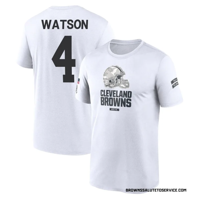 Men's Deshaun Watson Cleveland Browns Legend White 2024 Salute to Service Performance T-Shirt