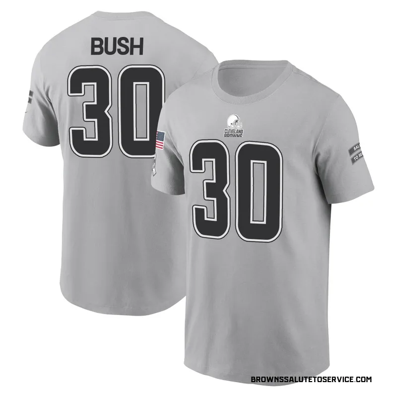 Men's Devin Bush Cleveland Browns Gray 2024 Salute to Service Name & Number T-Shirt