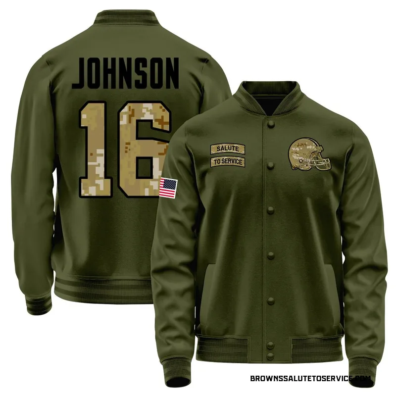 Men's Diontae Johnson Cleveland Browns Olive Salute to Service Sideline Performance Jacket