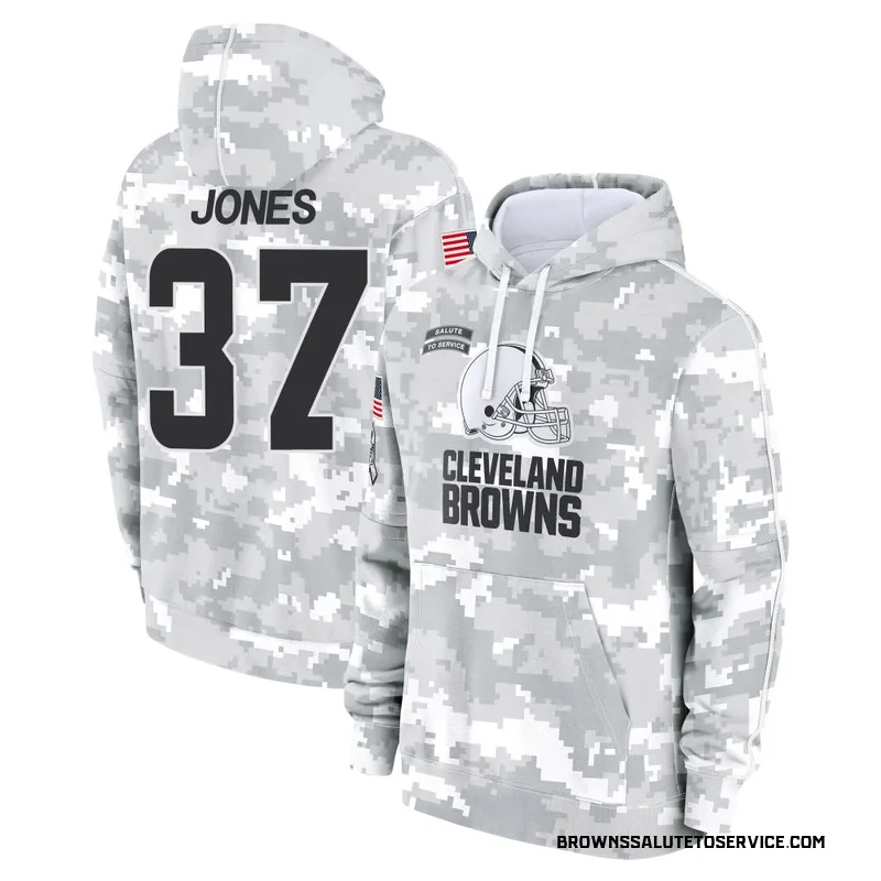 Men's Dom Jones Cleveland Browns Camo Arctic 2024 Salute to Service Club Fleece Pullover Hoodie
