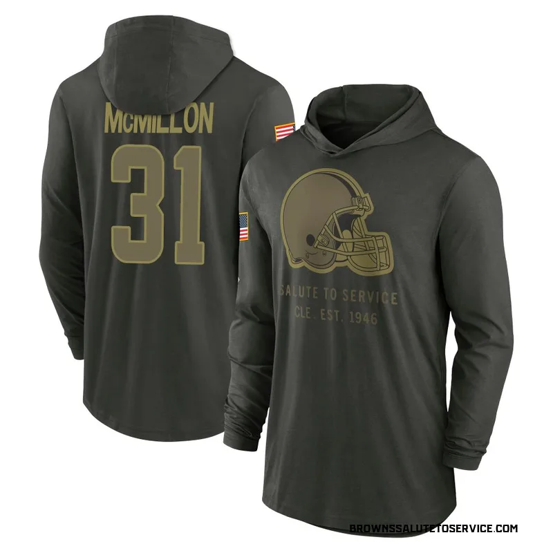 Men's Donovan McMillon Cleveland Browns Green Forest/ 2025 Salute to Service Sideline Lightweight Hooded Pullover Long Sleeve T-