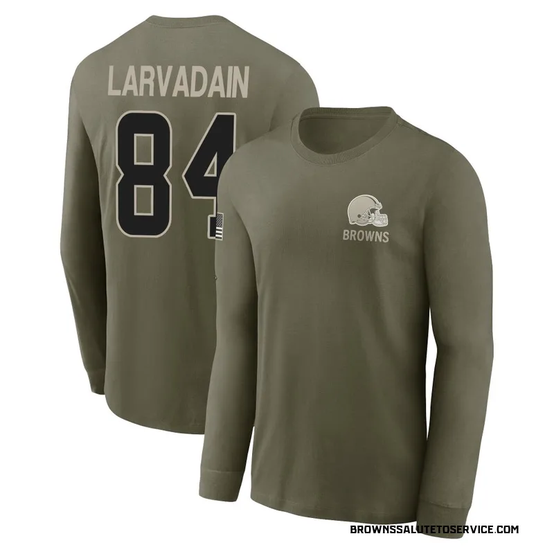 Men's Gage Larvadain Cleveland Browns Olive 2025 Salute to Service Sideline Long Sleeve T-Shirt