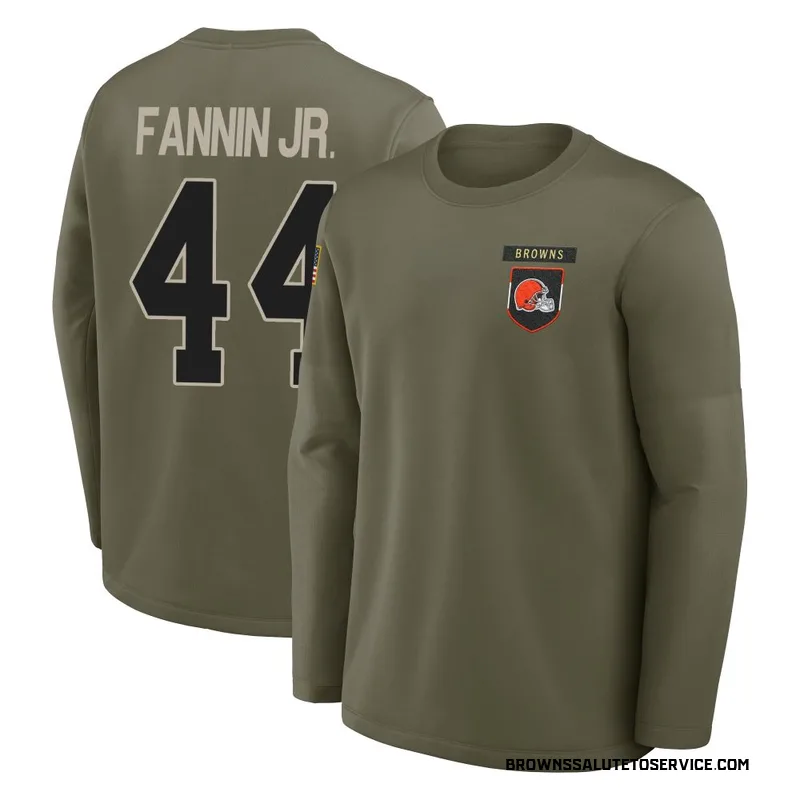 Men's Harold Fannin Jr. Cleveland Browns Olive 2025 Salute to Service Sideline Coaches Long Sleeve T-Shirt