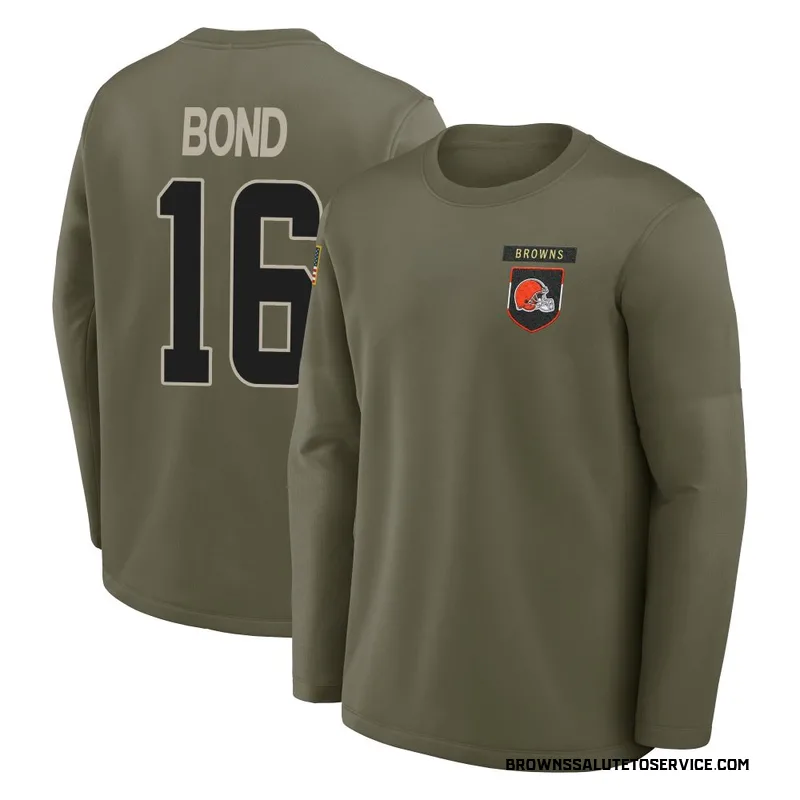 Men's Isaiah Bond Cleveland Browns Olive 2025 Salute to Service Sideline Coaches Long Sleeve T-Shirt