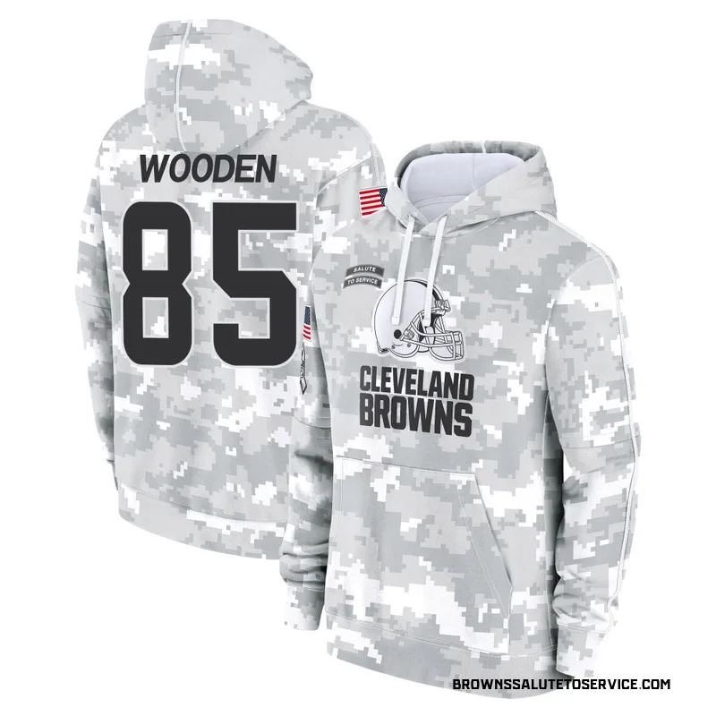 Men's Isaiah Wooden Cleveland Browns Camo Arctic 2024 Salute to Service Club Fleece Pullover Hoodie