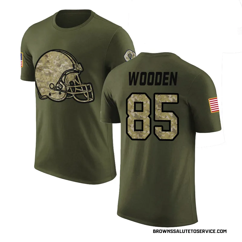 Men's Isaiah Wooden Cleveland Browns Legend Olive Salute to Service T-Shirt