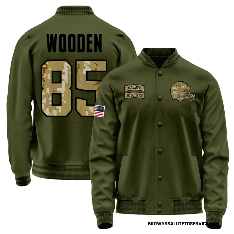 Men's Isaiah Wooden Cleveland Browns Olive Salute to Service Sideline Performance Jacket