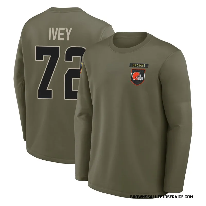 Men's Jason Ivey Cleveland Browns Olive 2025 Salute to Service Sideline Coaches Long Sleeve T-Shirt