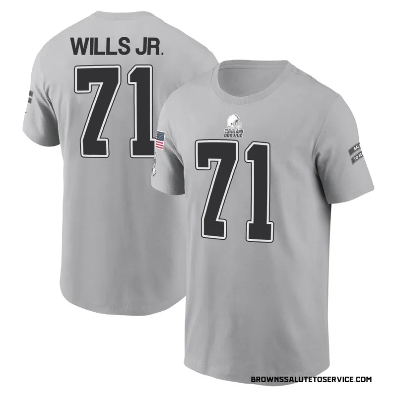 Men's Jedrick Wills Jr. Cleveland Browns Gray 2024 Salute to Service Name & Number T-Shirt