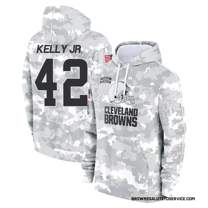 Men's John Kelly Jr. Cleveland Browns Camo Arctic 2024 Salute to Service Club Fleece Pullover Hoodie