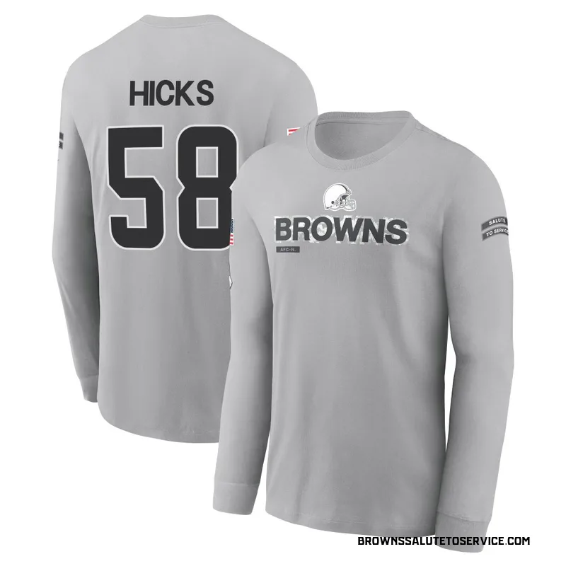 Men's Jordan Hicks Cleveland Browns Gray 2024 Salute to Service Long Sleeve T-Shirt