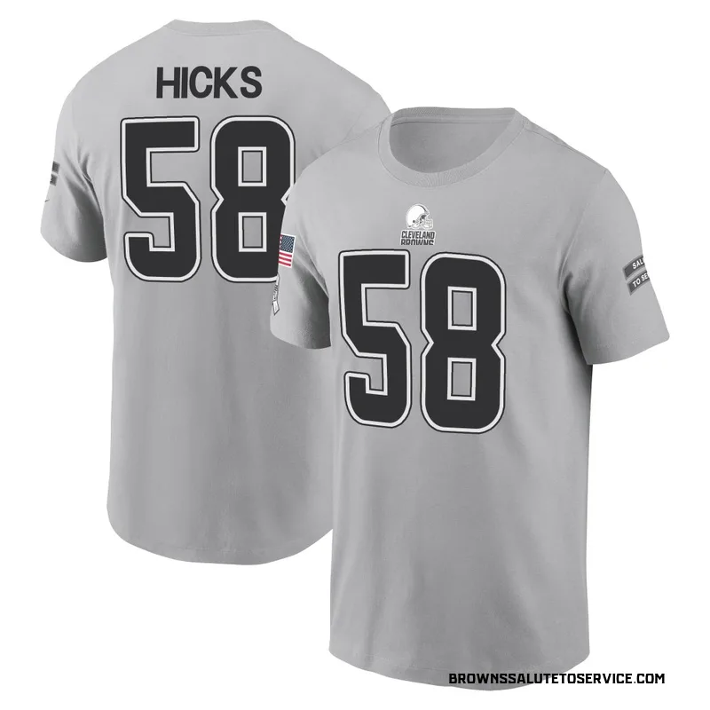 Men's Jordan Hicks Cleveland Browns Gray 2024 Salute to Service Name & Number T-Shirt