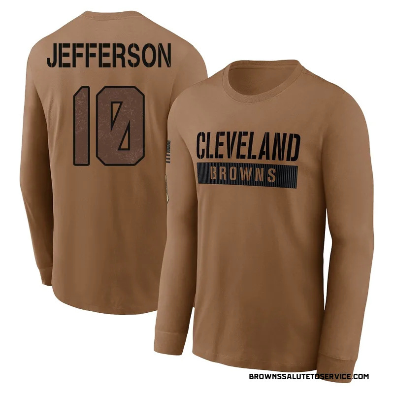 Men's Justin Jefferson Cleveland Browns Brown 2023 Salute To Service Long Sleeve T-Shirt