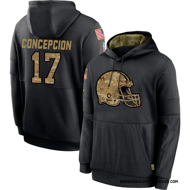 Men's KC Concepcion Cleveland Browns Black 2020 Salute to Service Sideline Performance Pullover Hoodie