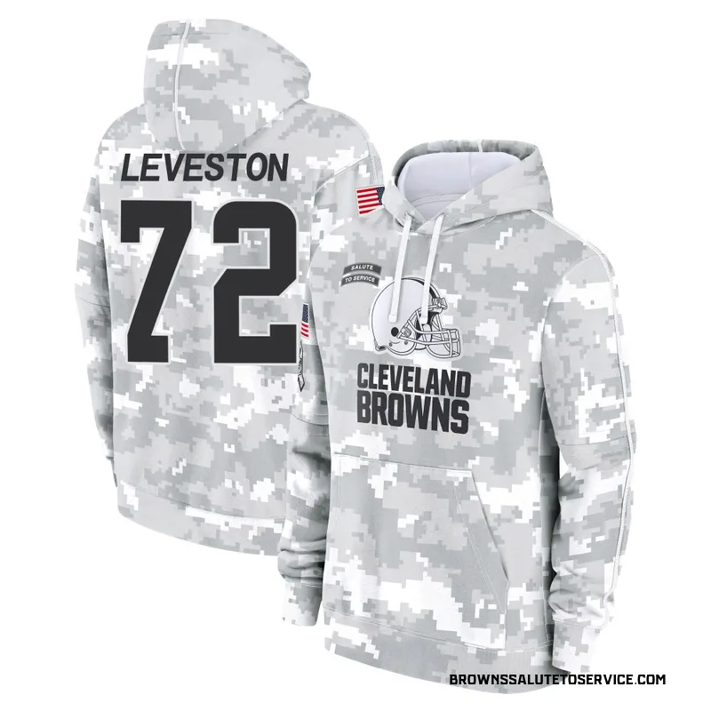 Men's KT Leveston Cleveland Browns Camo Arctic 2024 Salute to Service Club Fleece Pullover Hoodie