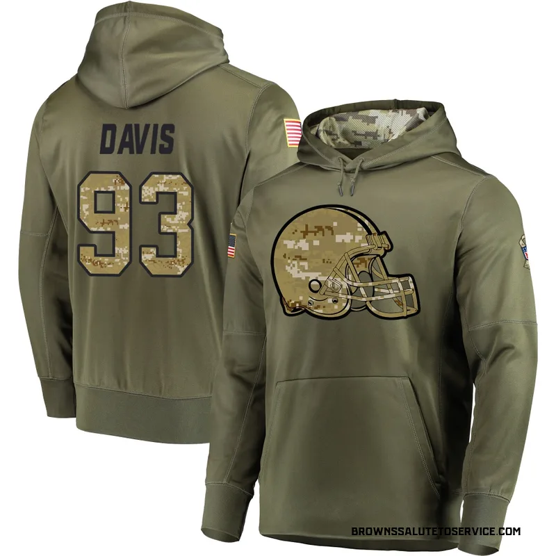 Men's Kalia Davis Cleveland Browns Olive Salute to Service Pullover Hoodie