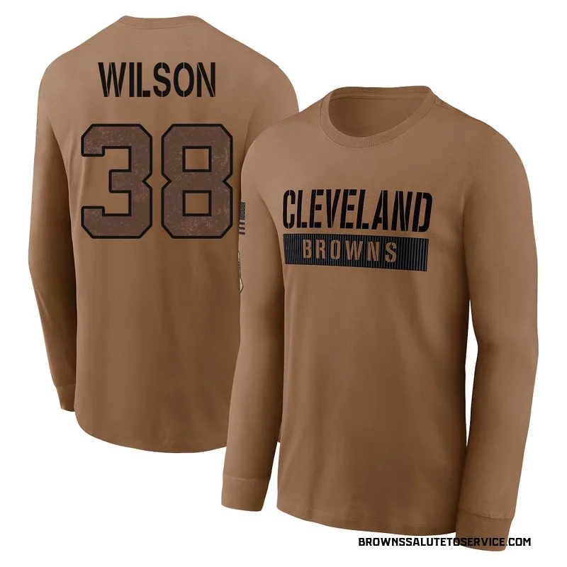 Men's Kole Wilson Cleveland Browns Brown 2023 Salute To Service Long Sleeve T-Shirt