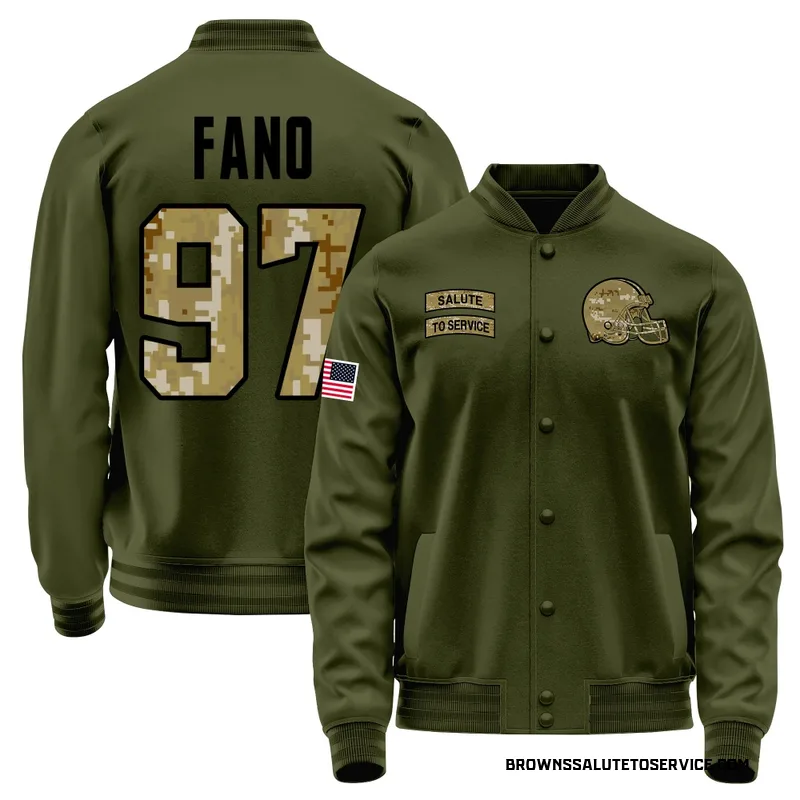Men's Logan Fano Cleveland Browns Olive Salute to Service Sideline Performance Jacket