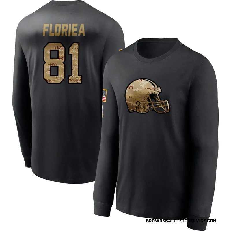 Men's Luke Floriea Cleveland Browns Black 2020 Salute To Service Sideline Performance Long Sleeve T-Shirt