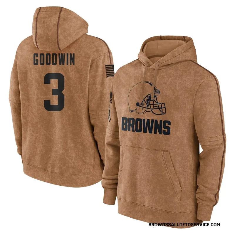 Men's Marquise Goodwin Cleveland Browns Brown 2023 Salute To Service Club Pullover Hoodie