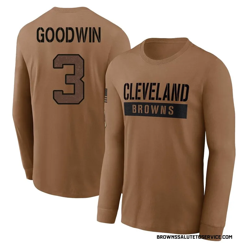 Men's Marquise Goodwin Cleveland Browns Brown 2023 Salute To Service Long Sleeve T-Shirt